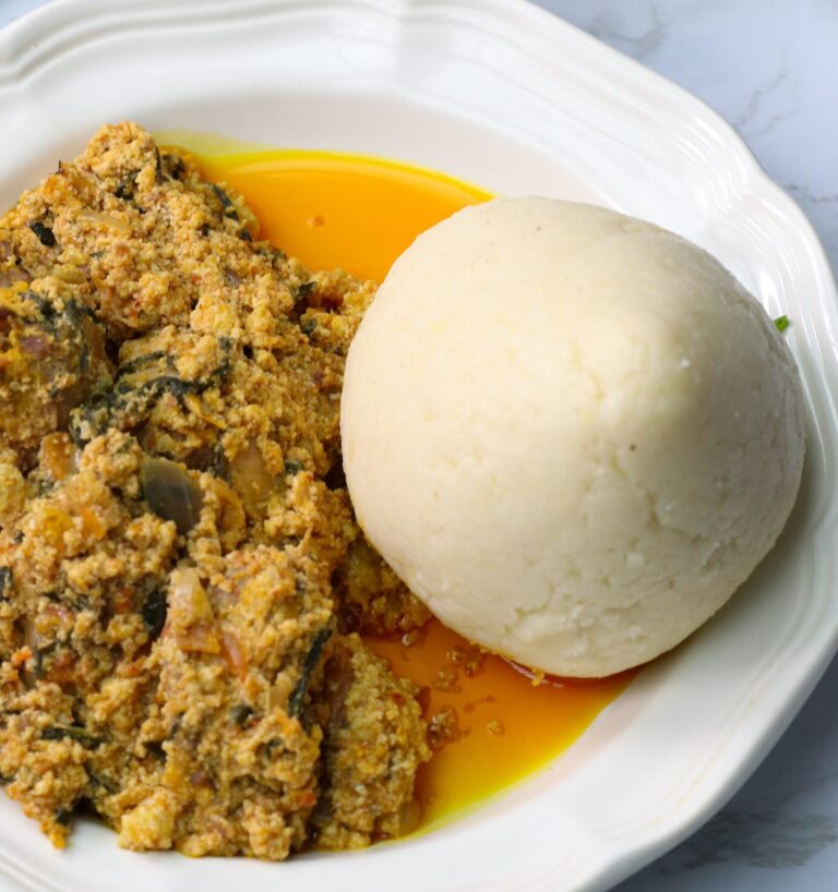 Ugali (corn fufu) with a traditional African dish for pure comfort