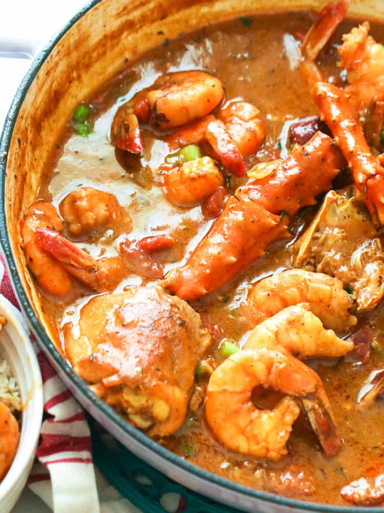 classic gumbo recipe in a pan