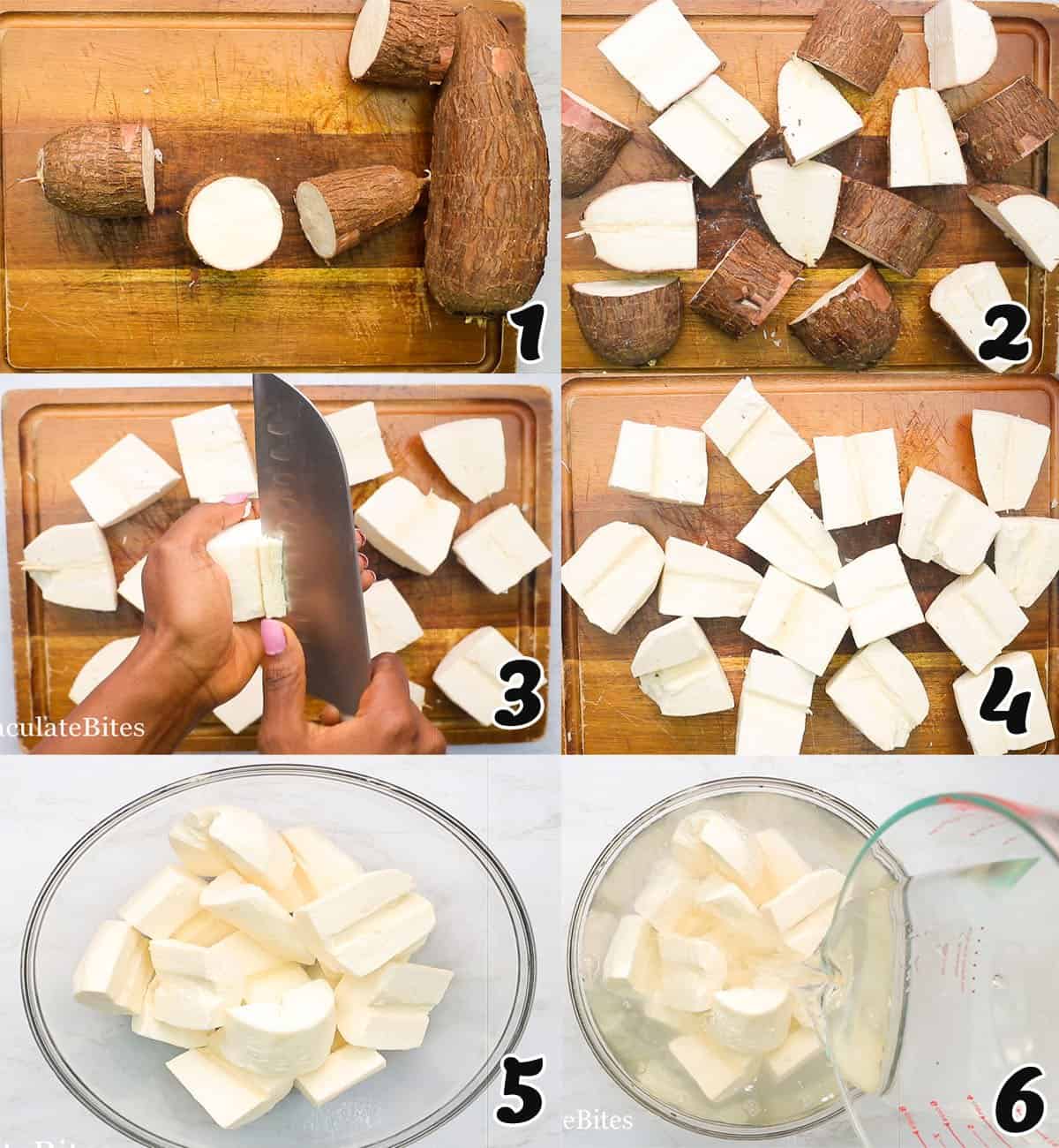 Preparing the cassava for cassava fufu