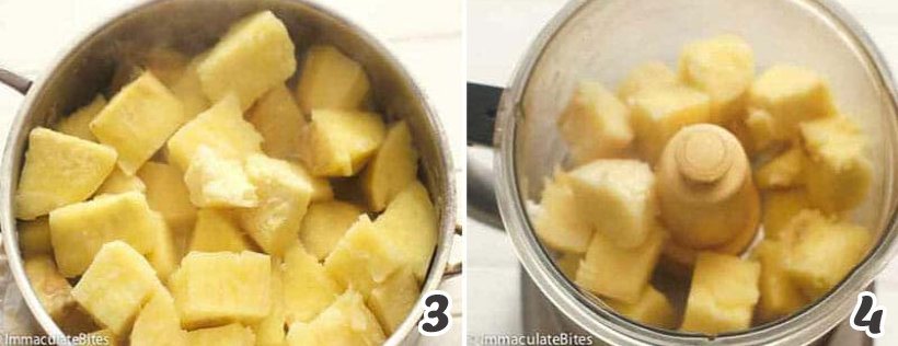 blend boiled yams in a food processor
