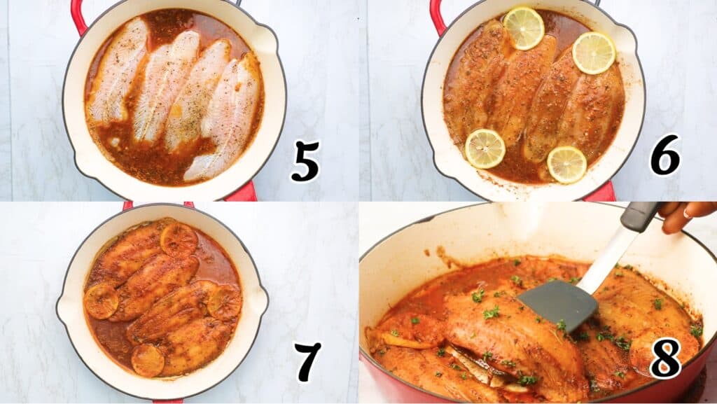 Baking the fish in sauce