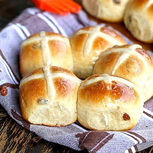 Freshly baked hot cross buns ready to celebrate Good Friday