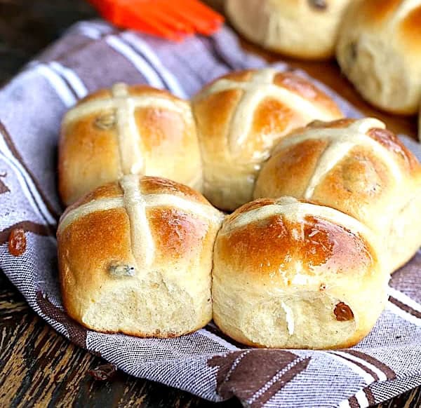 Freshly baked hot cross buns ready to celebrate Good Friday