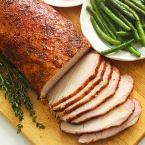 Smoked Pork Loin with Green Beans