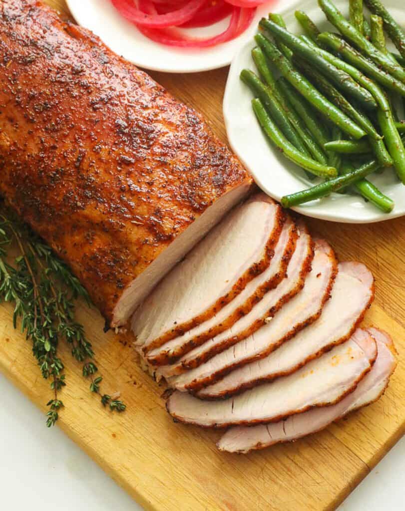 Smoked Pork Loin with Green Beans