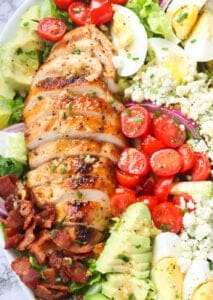 Closeup on an individual Cobb Salad