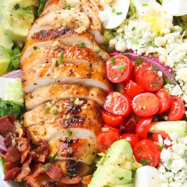 Closeup on an individual Cobb Salad