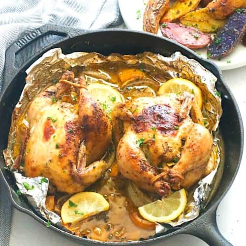 Roasted Cornish hen deliver a gorgeous date night dinner