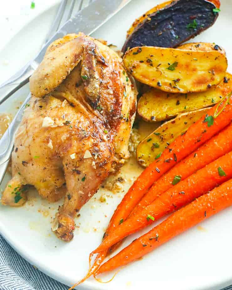 Serves an incredibly delicious meal with chicken, aroma and carrots