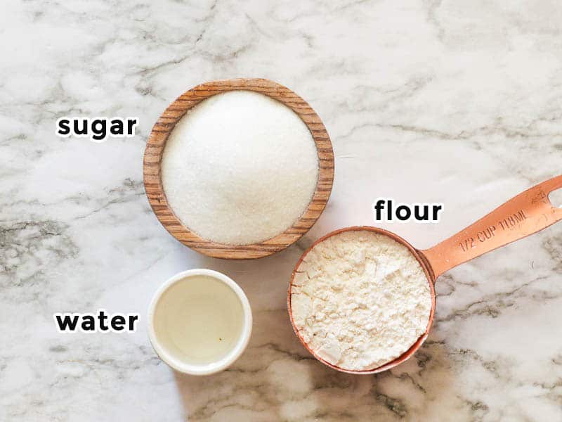 hot cross buns' flour paste ingredients - sugar, water, and flour