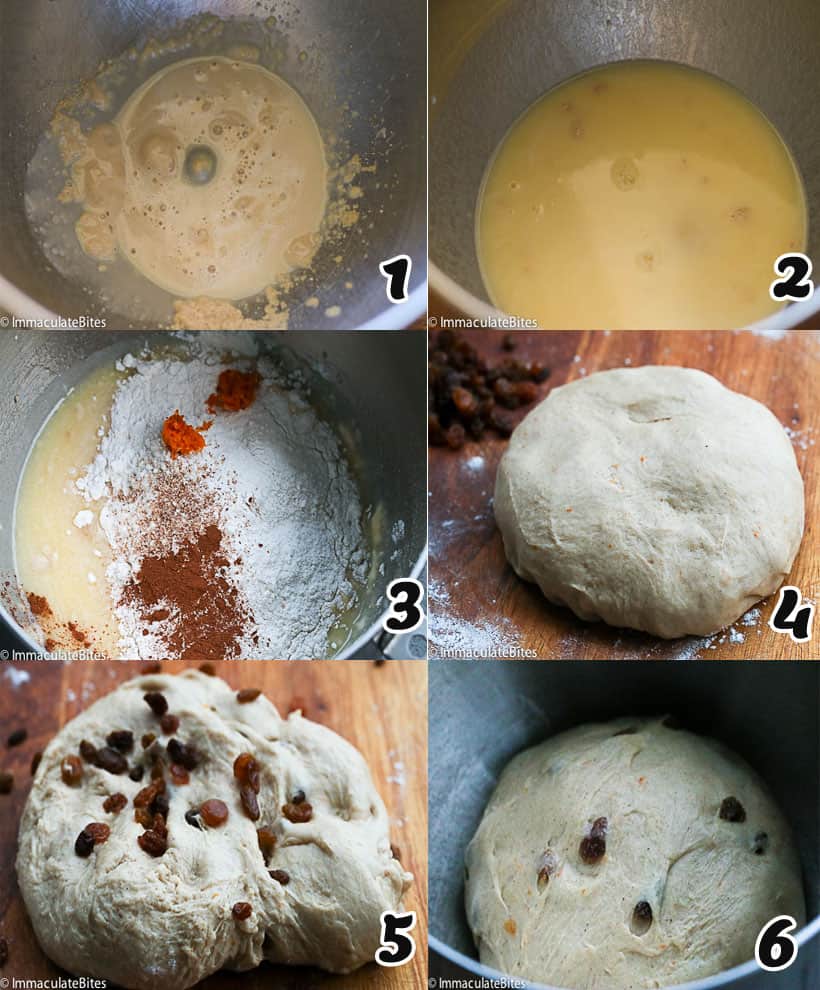 making the hot cross buns dough