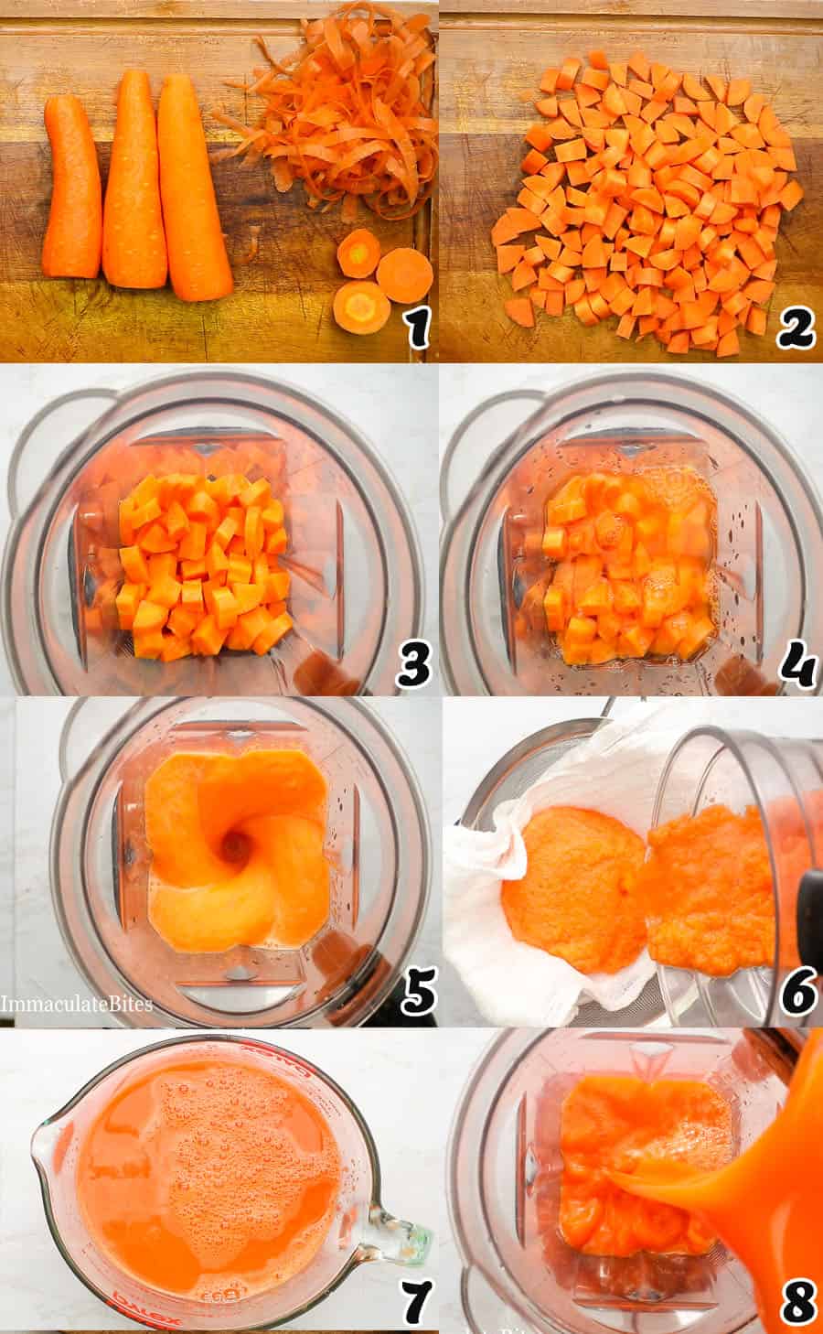 peeling and blending the carrots
