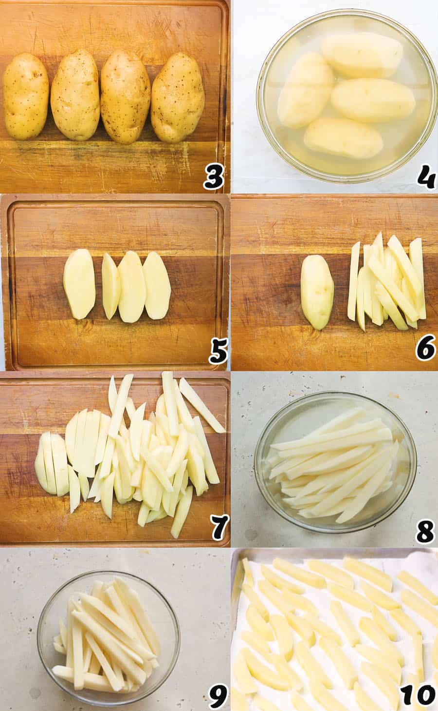 slicing the potatoes for seasoned fries
