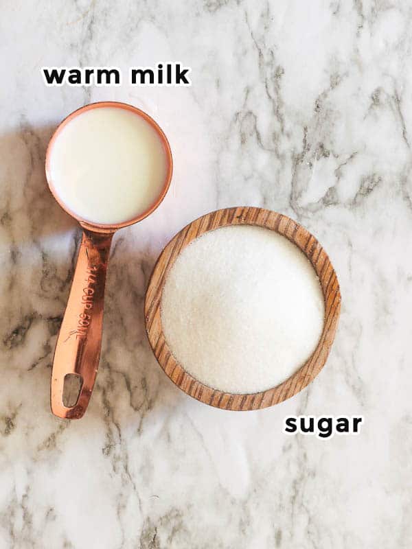 hot cross buns sugar glaze ingredients - warm milk and sugar