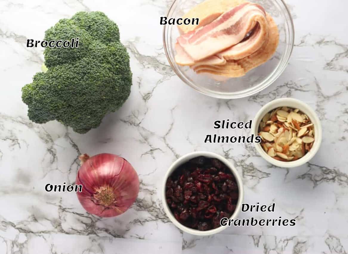 What you need for a bacon and broccoli salad