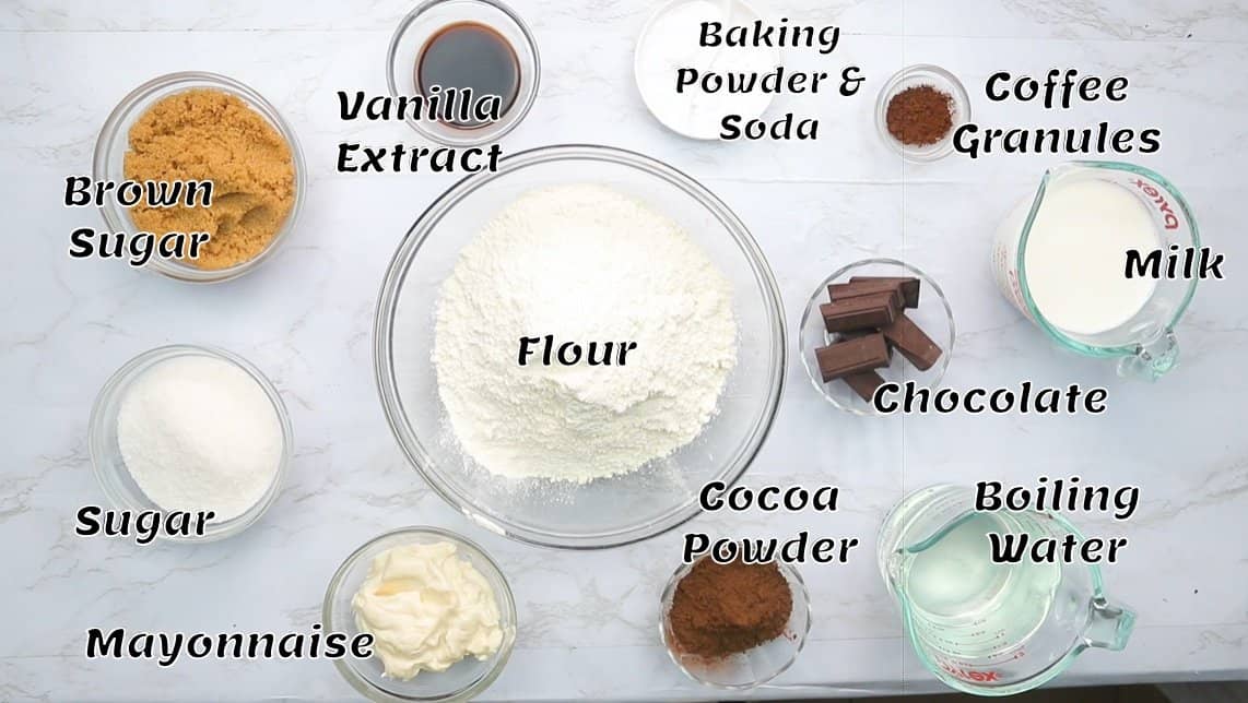 What you need to make chocolate mayo cake