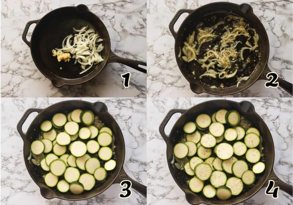 Saute onion and seasonings and add summer squash