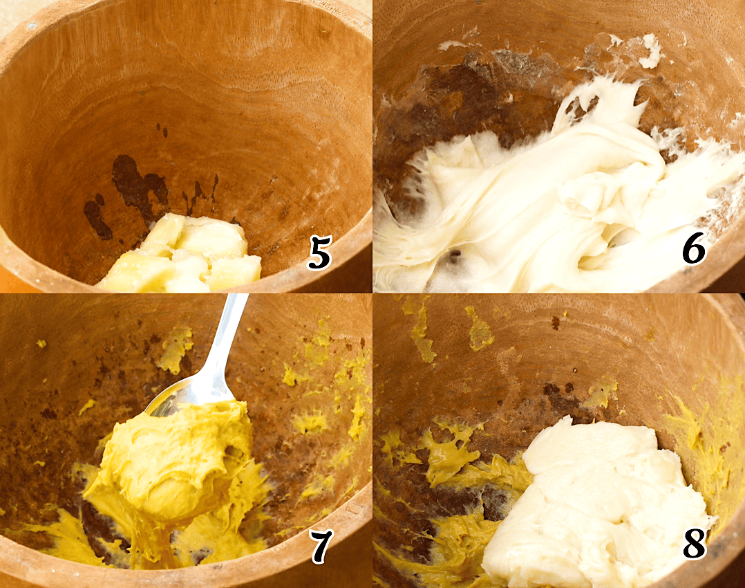 For the traditional method, pound the cassava and plantains separately in a mortar and pestle, then combine them.