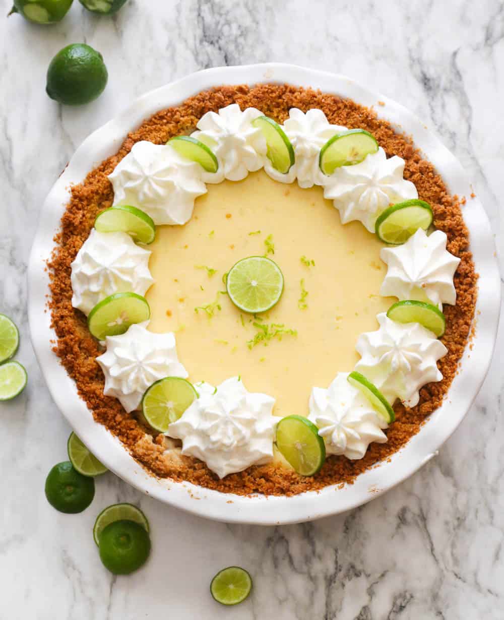 Beautifully decorated key lime pie