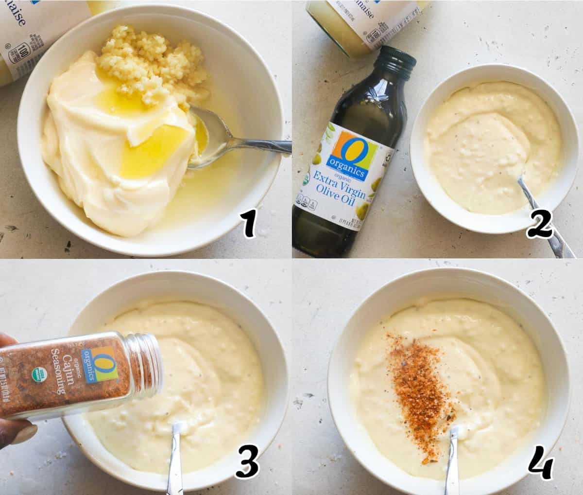 Mixing the mayonnaise and seasonings