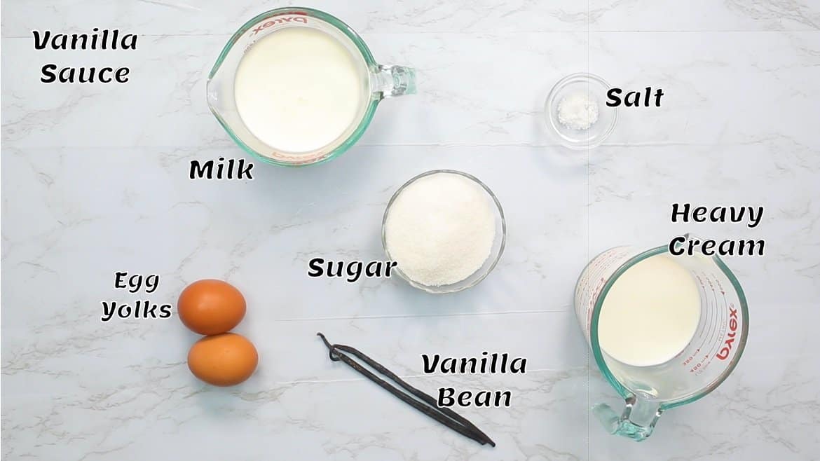 What you need to make Floating Island vanilla sauce