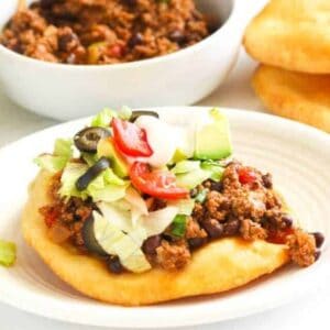 Navajo tacos topped with meaty goodness