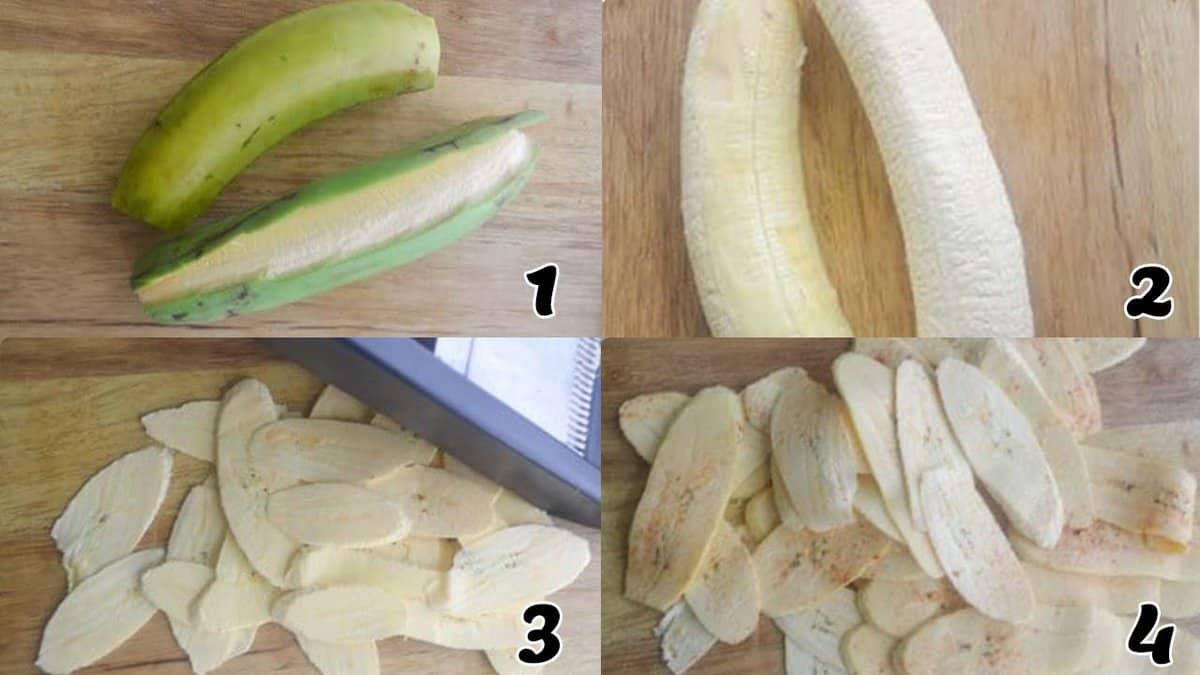 Peel and slice the plantains
