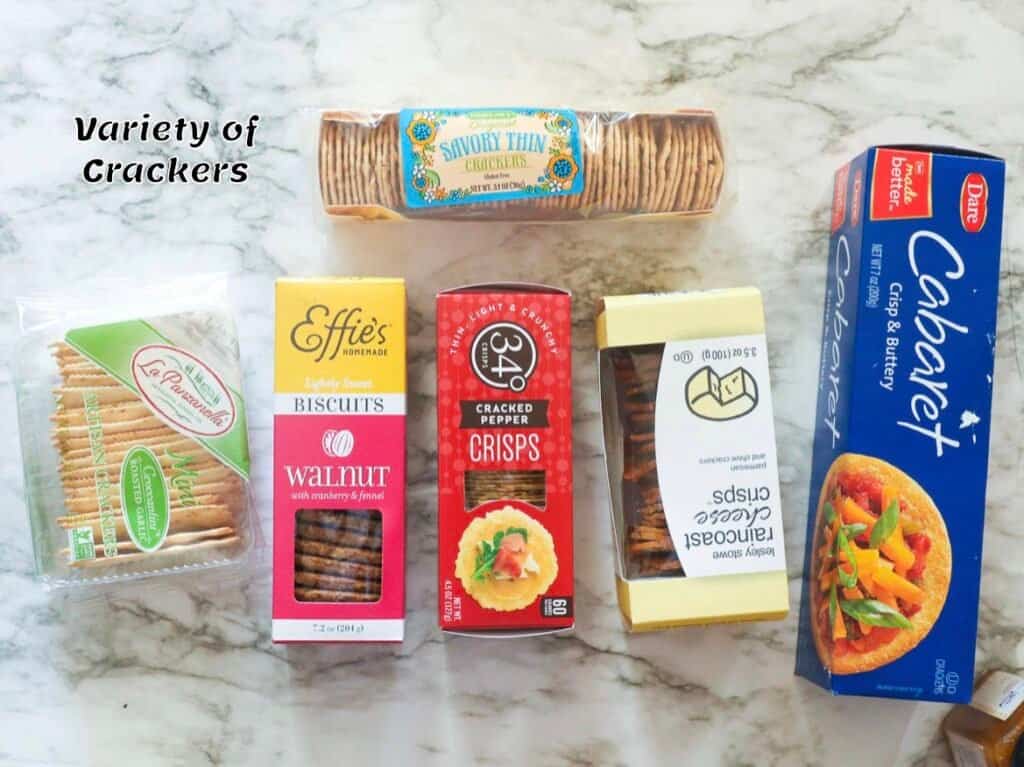 Crackers for a charcuterie board
