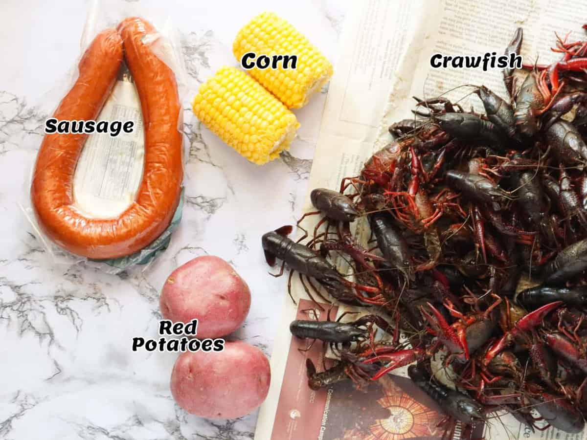 Main Crawfish Boil Ingredients