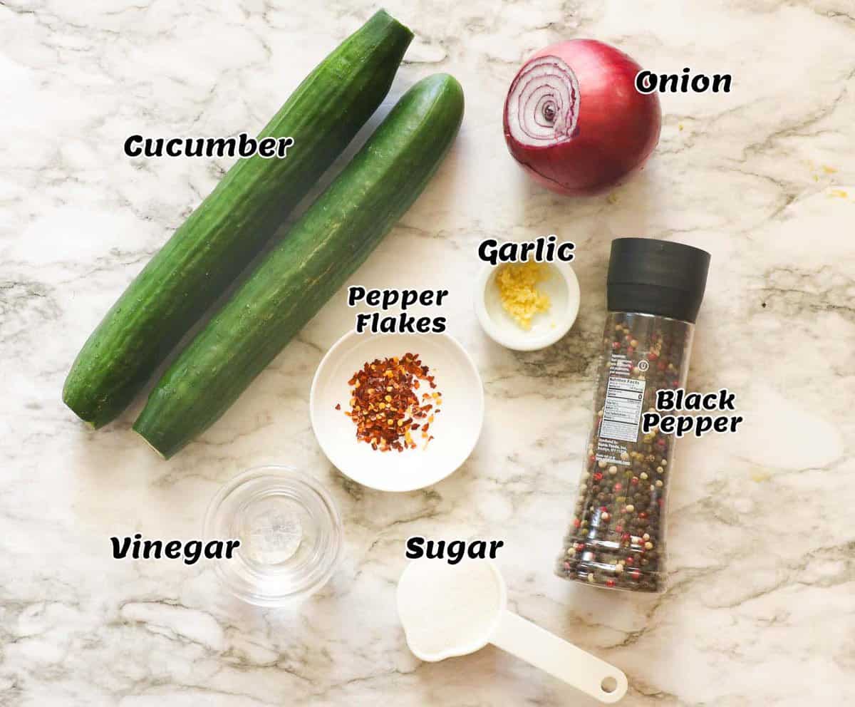 Recipe Ingredients of Cucumber and Onion Salad