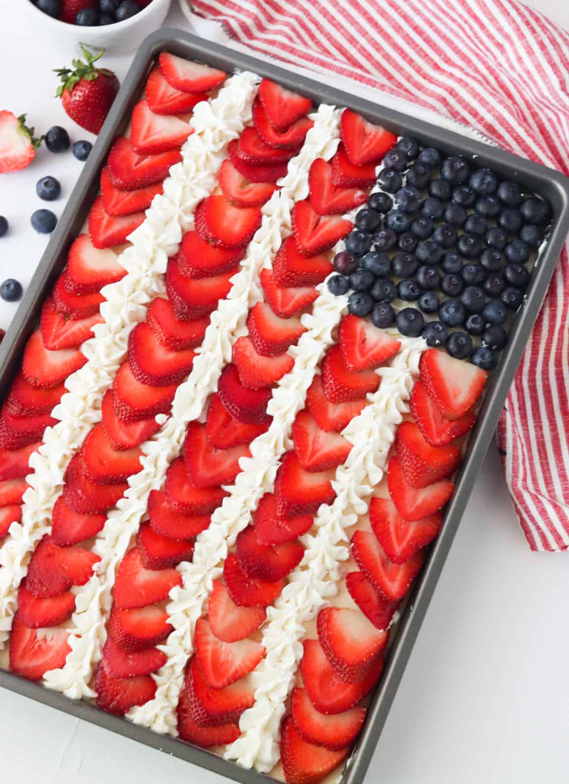 American Flag Cake ready for 4th of July