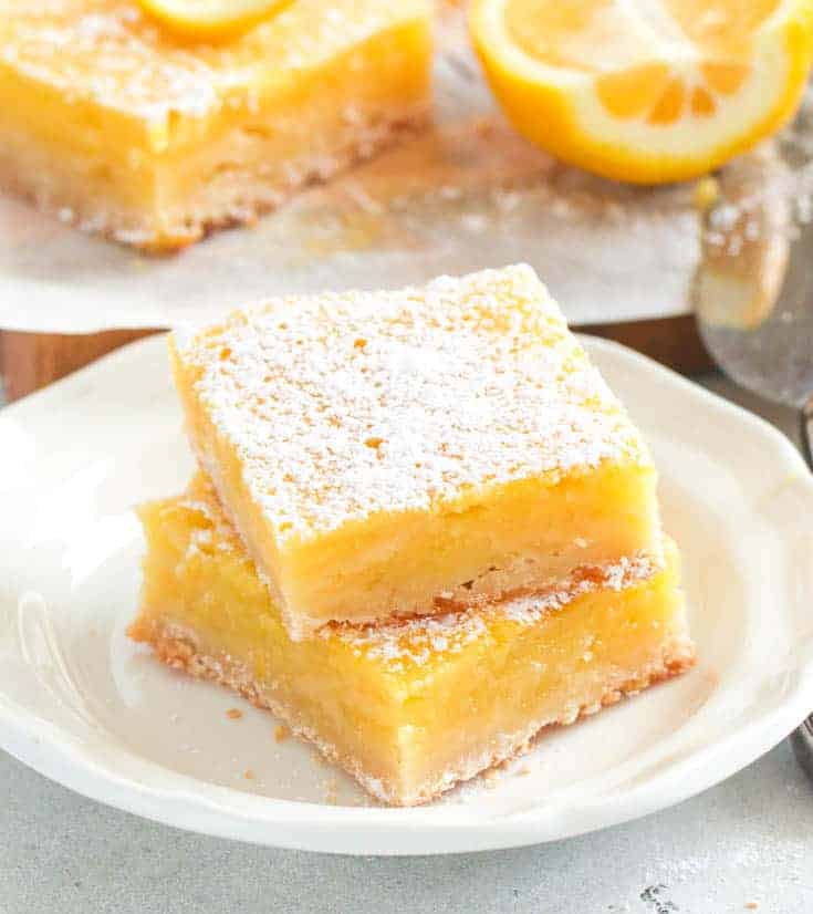Lemon Bars in a Plate for the 4th of July