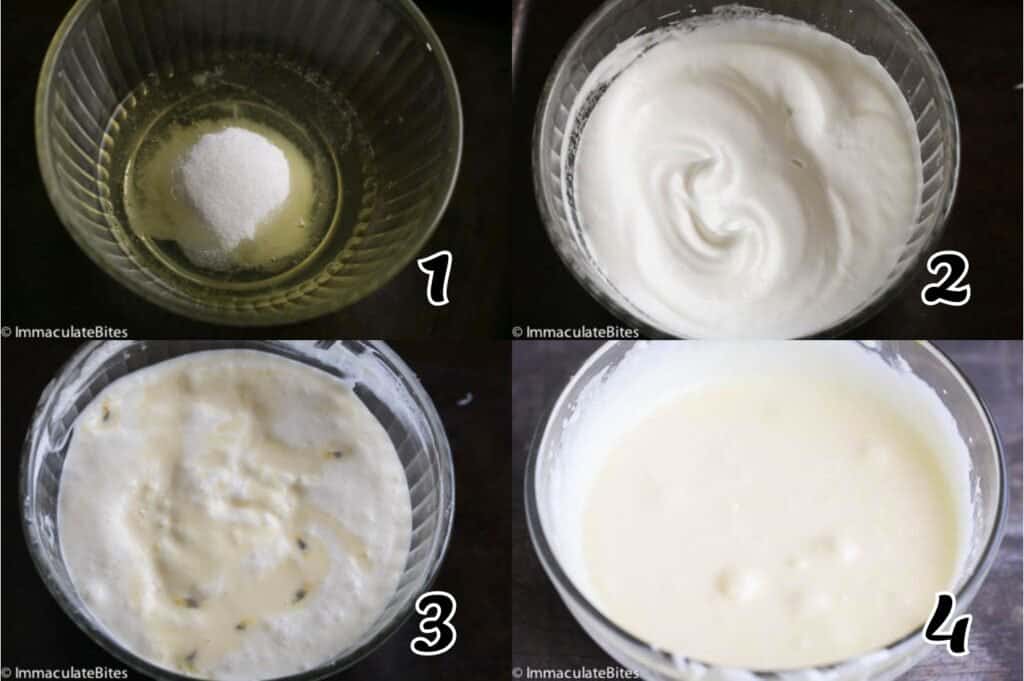 Make the meringue and add the puree