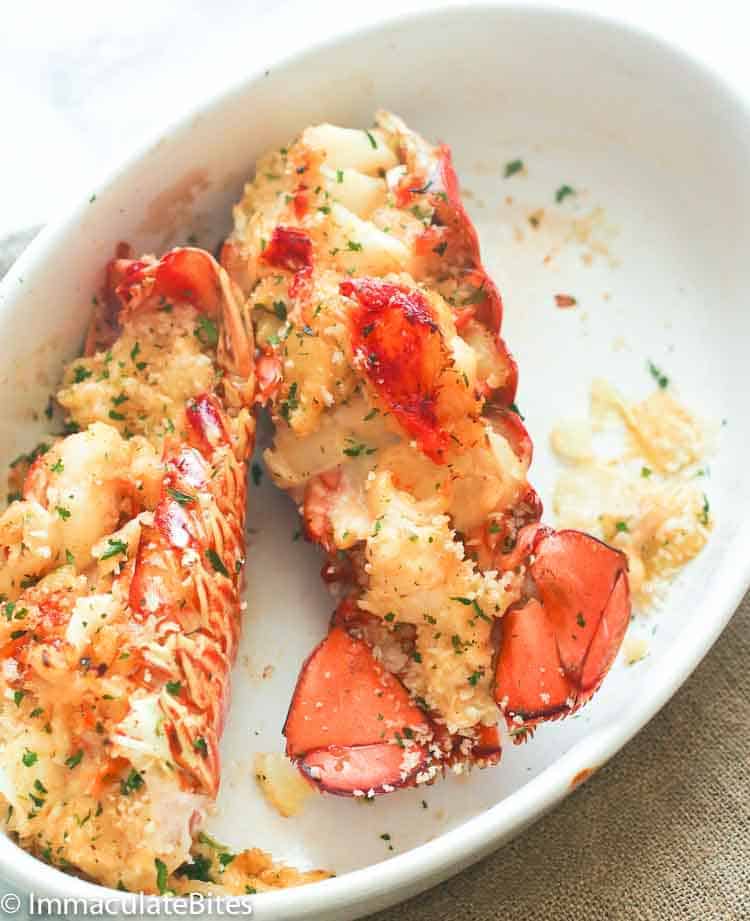 Lobster thermador on a white platter