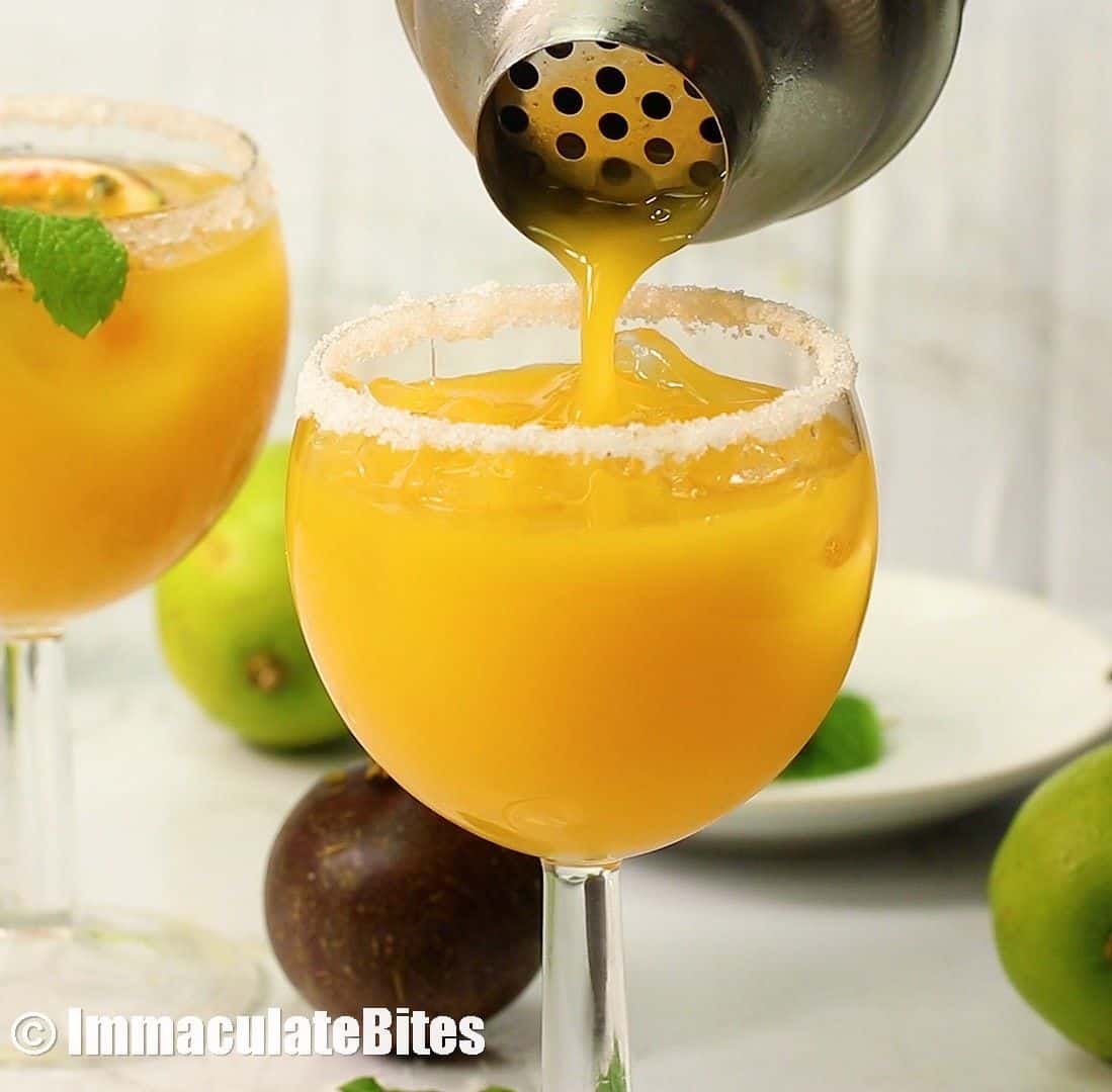 Passion fruit margarita in a glass