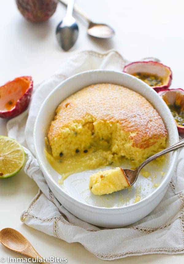 Serving Passion Fruit Pudding Cake