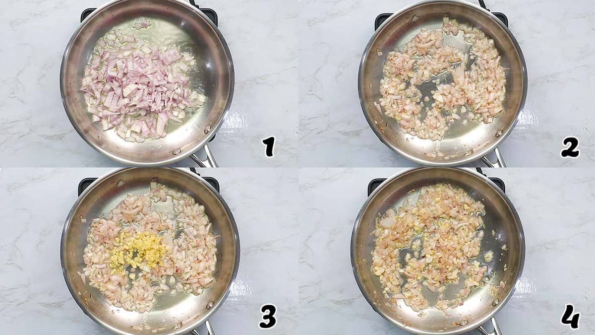 Sauteing the onion and garlic