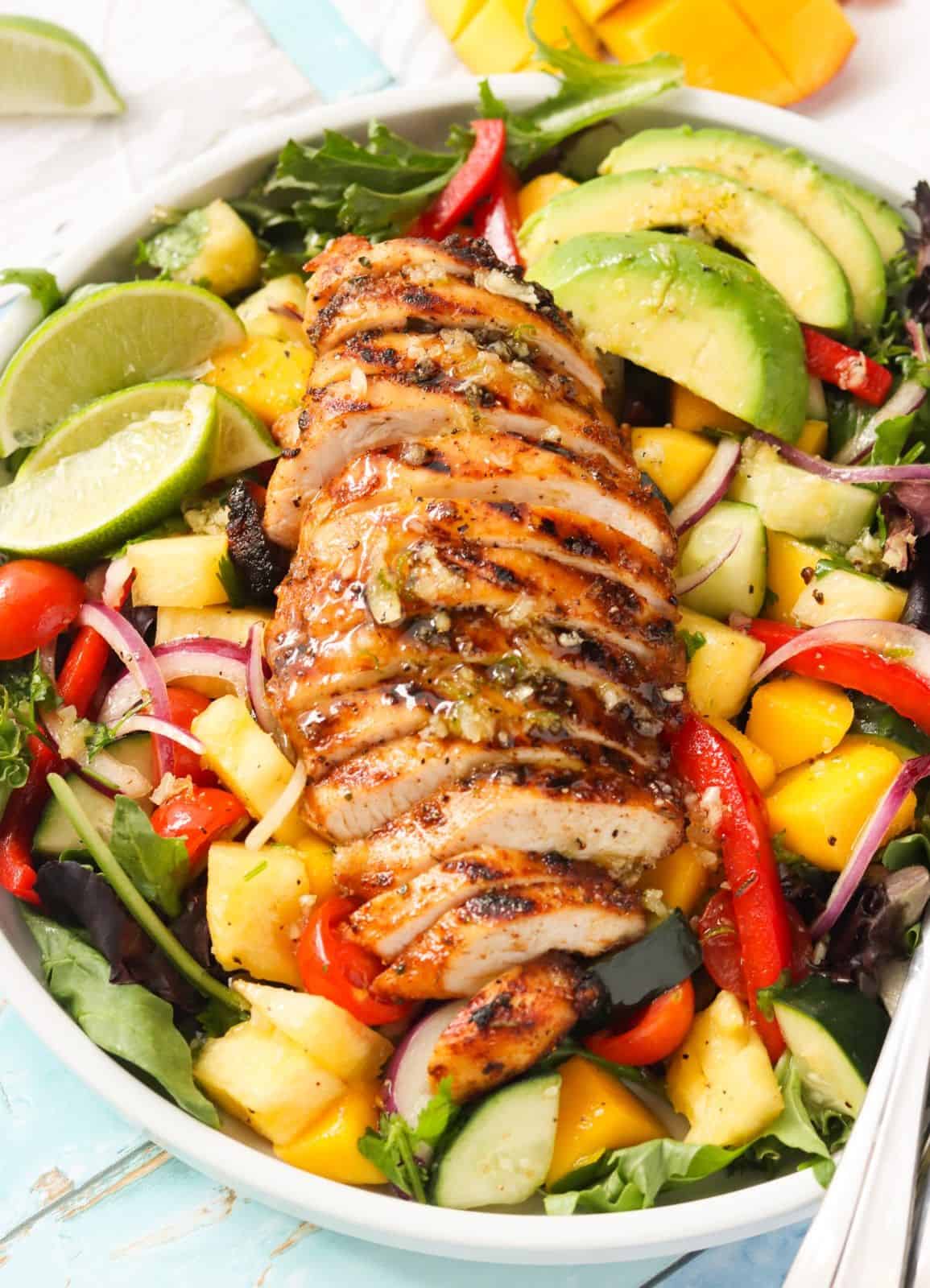 Jerk chicken salad, refreshing summer meal