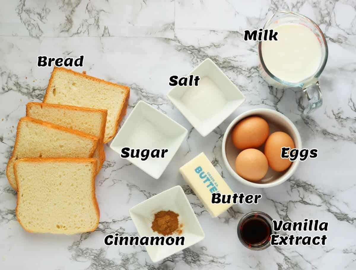 Recipe Ingredients for Brioche French Toast