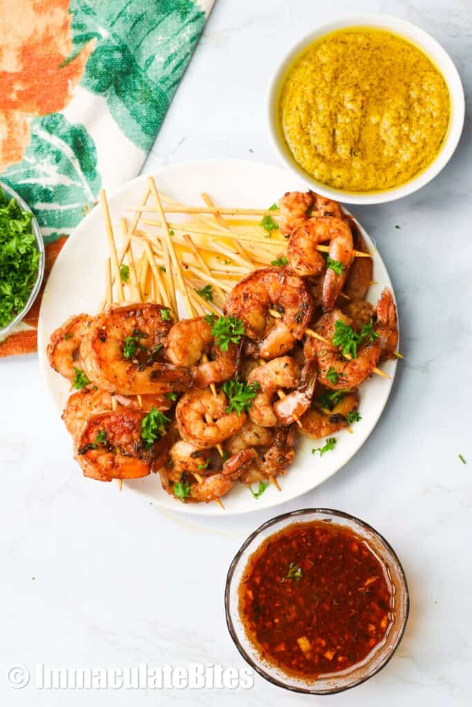 Jerk shrimp skewers