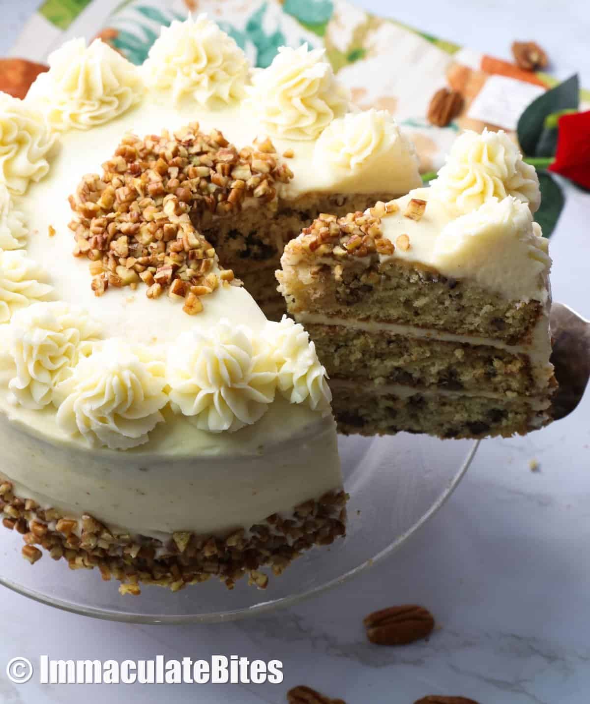 Take slices from Italian cream cake