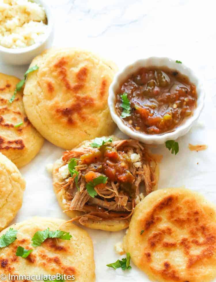 Venezuelan arepas stuffed with meat with only 5 ingredients
