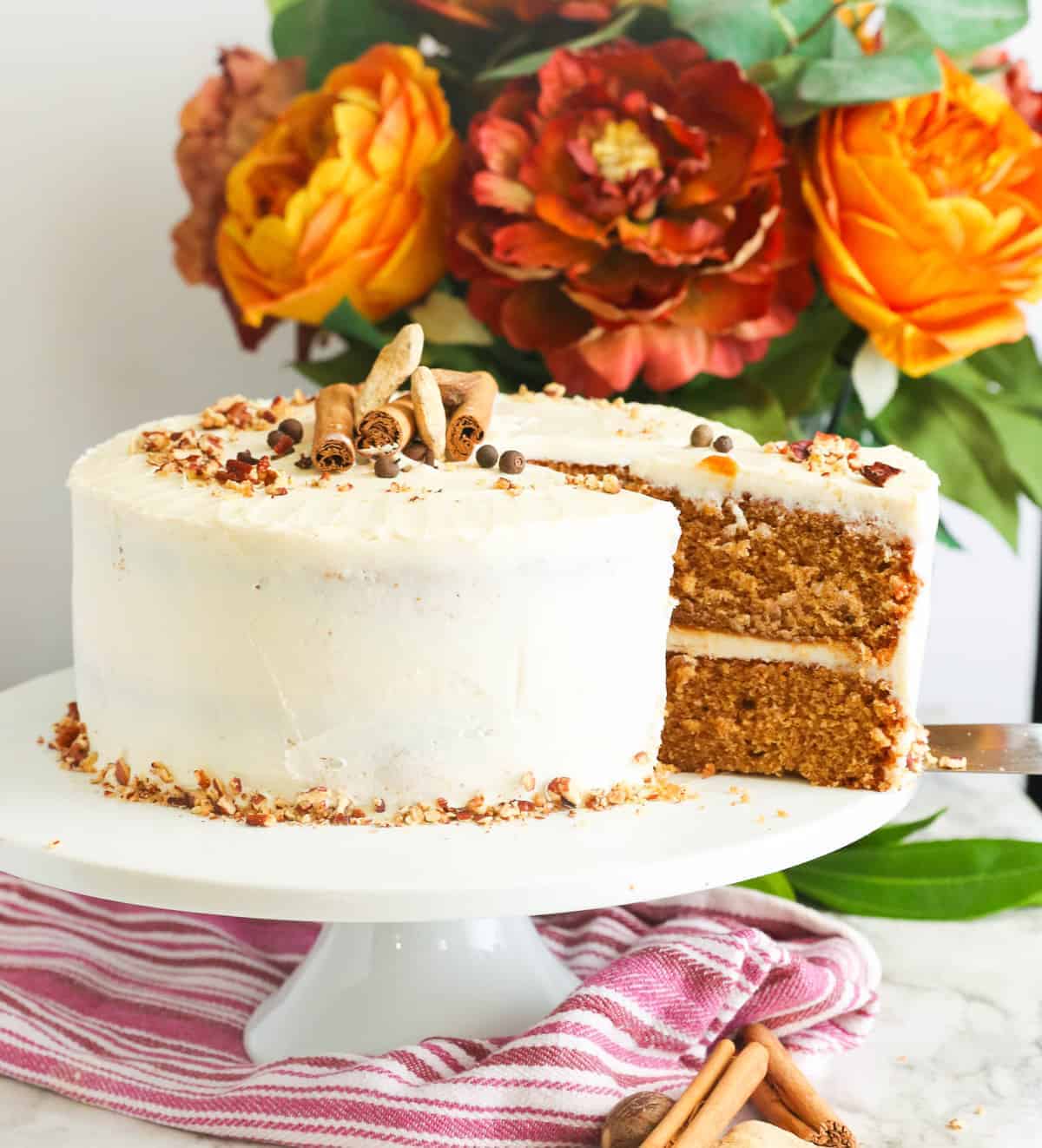 Spice cake sliced for a great Southern dessert