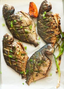 Freshly grilled pompano fish