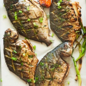Freshly grilled pompano fish