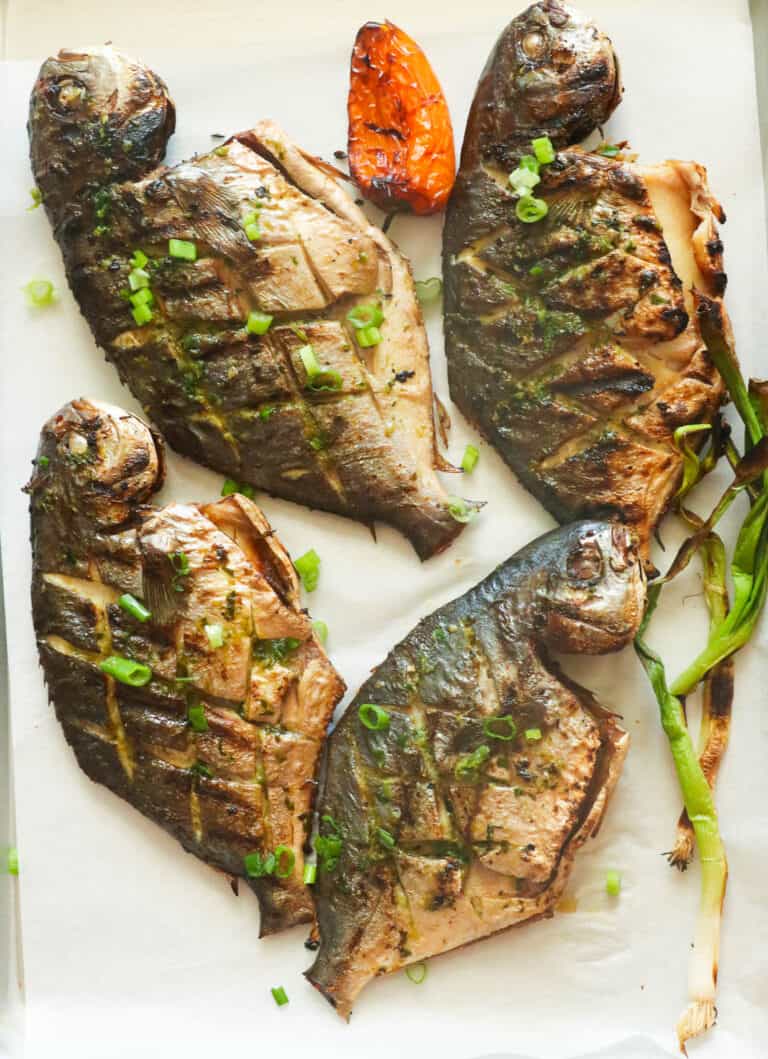 Freshly grilled pompano fish