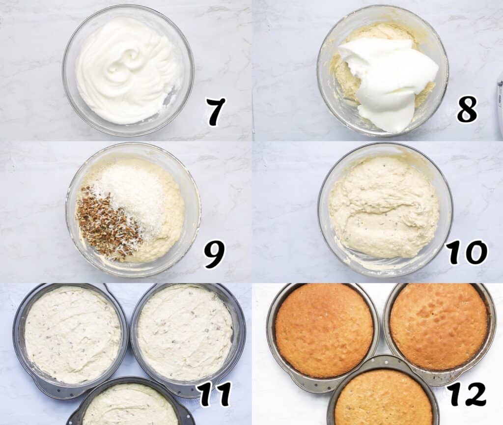 Make meringue and bake layers