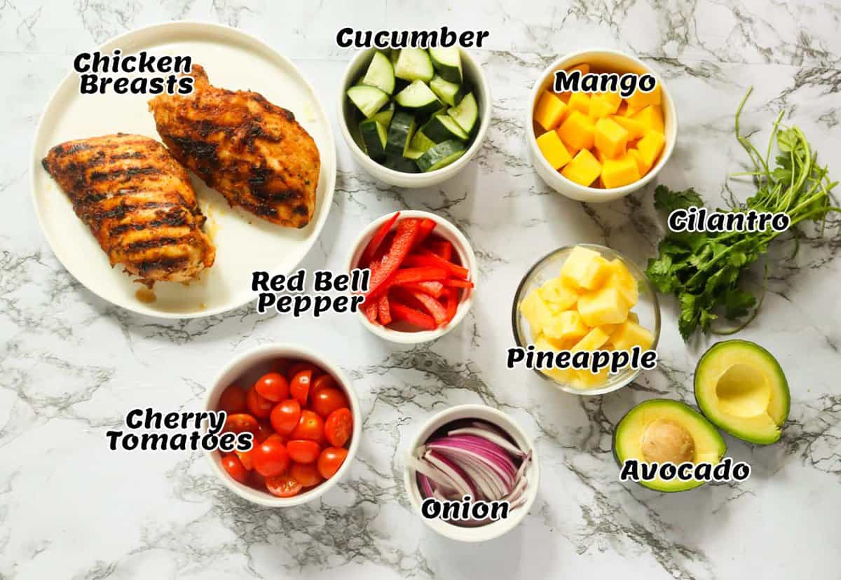 Ingredients for jerk chicken salad recipe