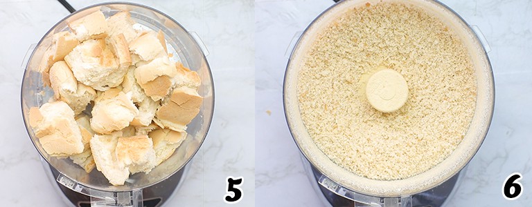 Run the dried bread cubes through a food processor