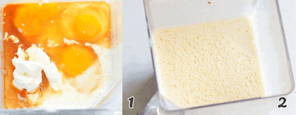 Mix all the flan ingredients in the blender
